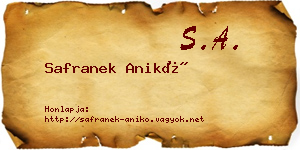 Safranek Anikó névjegykártya